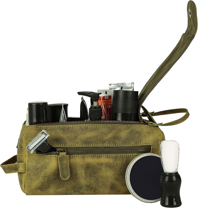 KomalC Premium Buffalo Leather Toiletry Bag - Image 3