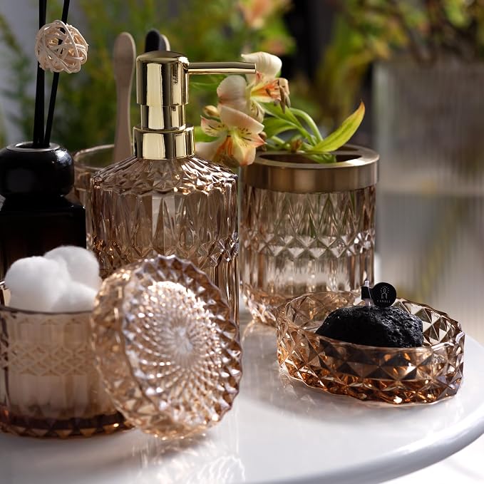 EMPO 6PCS Bathroom Clear Glass Accessories Set, Contemporary Modern Decor - Image 5