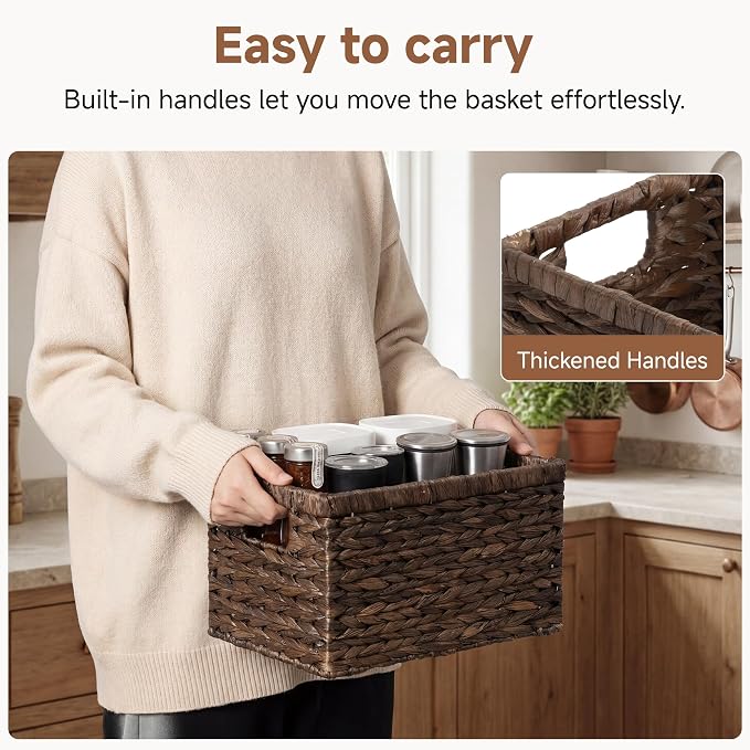 StorageWorks Storage Baskets for Organizing, Water Hyacinth Baskets for Shelves - Image 3