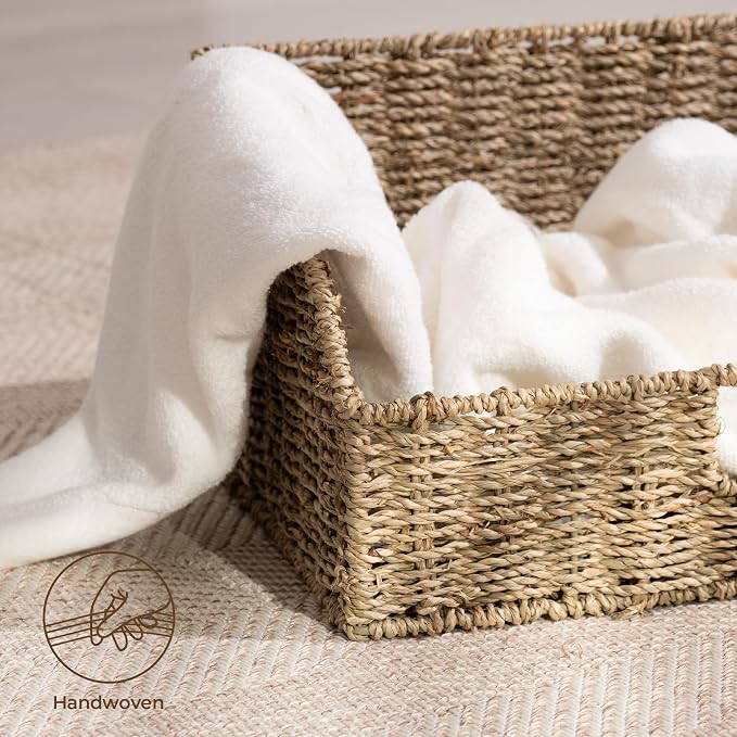 StorageWorks Pantry Baskets for Organizing, Seagrass Storage Baskets for Shelves - Image 8