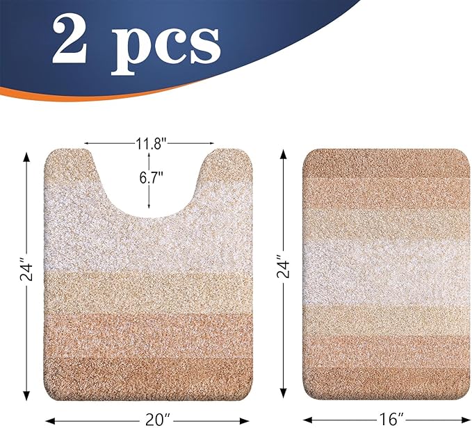 OLANLY Bathroom Rug Set 2 Piece, Soft Absorbent Microfiber Bath Mats and - Image 2