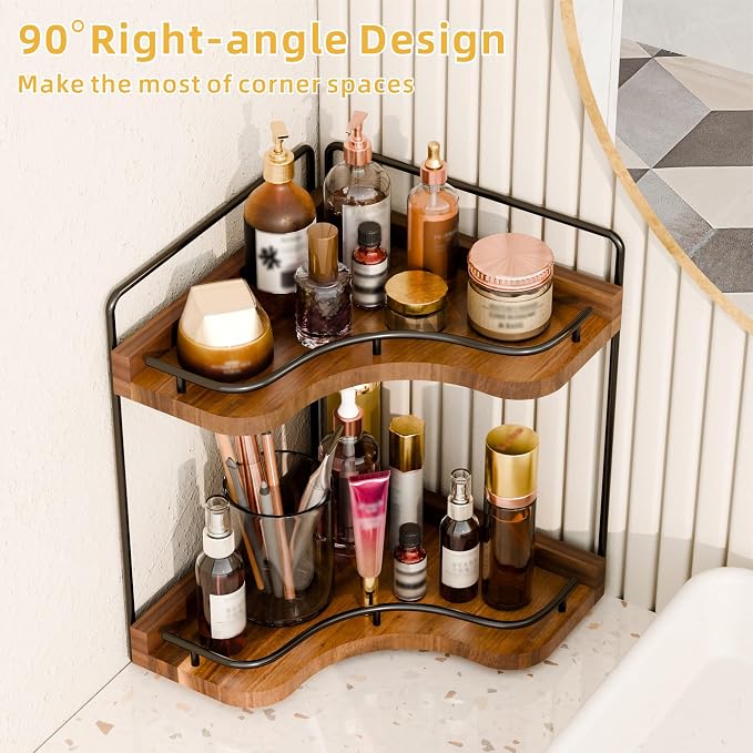 2-Tier Corner Bathroom Counter Organizer - Image 4