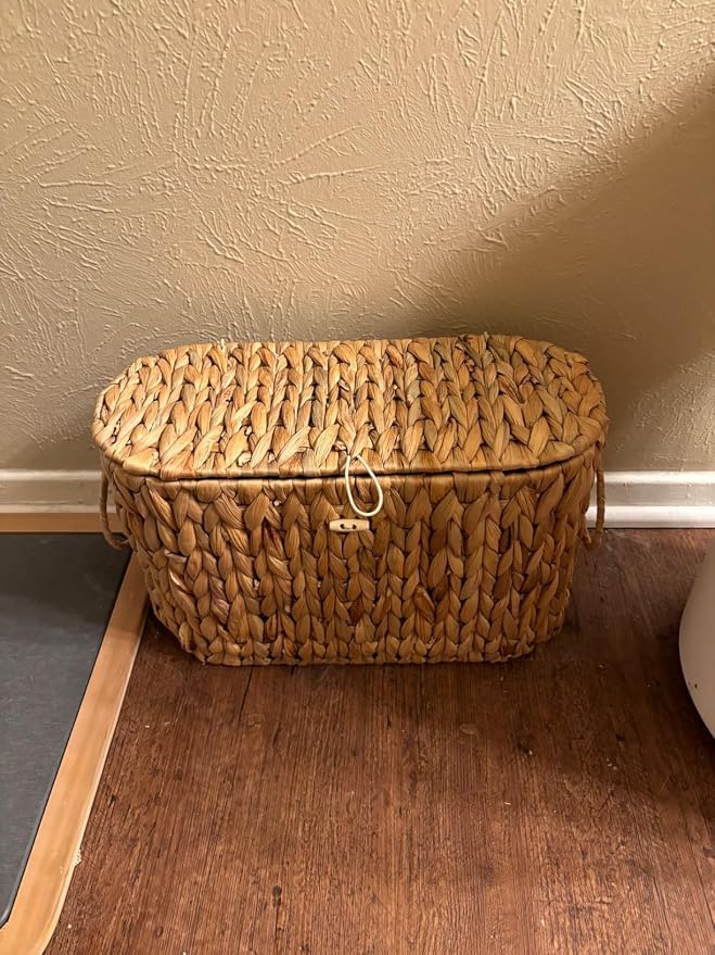 Toilet Paper Basket with Lid, Wicker Basket - Image 8