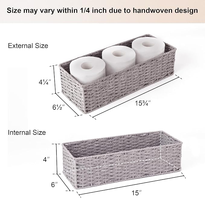 StorageWorks Round Paper Rope Toilet Tank Topper Basket, Wicker Basket - Image 6