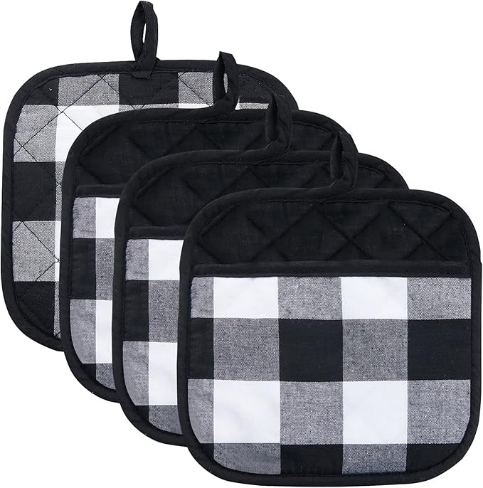 Joyhalo 4 Pack Pot Holders for Kitchen, Cotton Oven Holder by Joyhalo