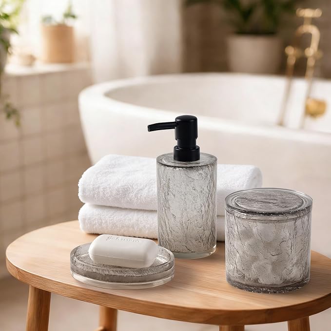Modern Luxe Bathroom Accessories Set 4 Pcs Resin Bathroom Accessory Set Soap - Image 5