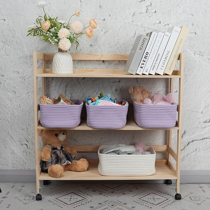 Small Woven Storage Baskets 12“X8”X5“ Decorative Rope Bins - Image 4