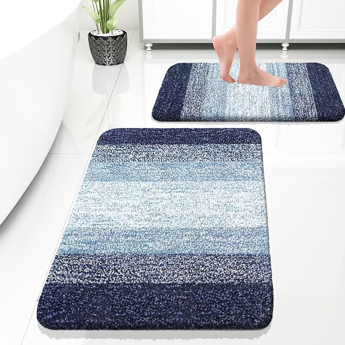 OLANLY Bathroom Rug Set 2 Piece, Soft Absorbent Microfiber Bath Rug Set by OLANLY