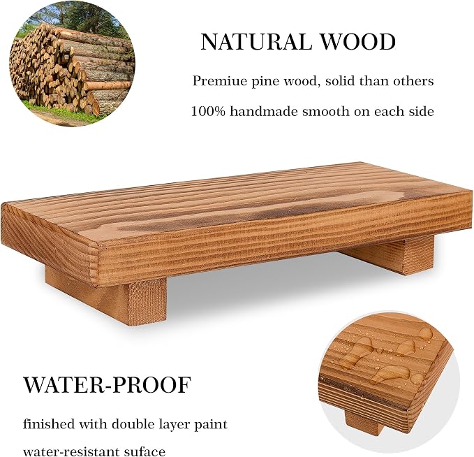 Bathroom Counter Organizer Wood Pedestal Stand Farmhouse Decorative Tray Soap - Image 4