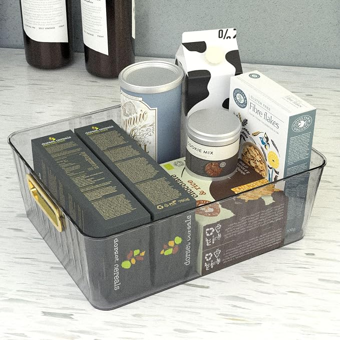 4 Packs Clear Plastic Storage Bins, Shelf and Fridge Organizer Basket Bin - Image 5