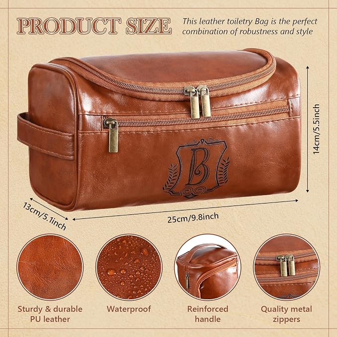 Sadnyy Personalized Leather Toiletry Bag - Image 3