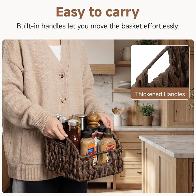 StorageWorks Pantry Baskets for Organizing, Water Hyacinth Storage Baskets for - Image 3