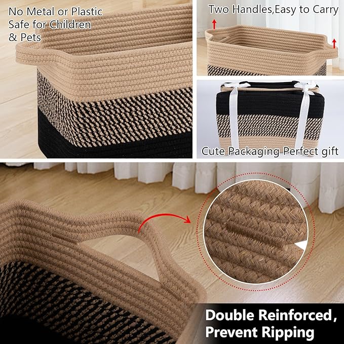 OIAHOMY Woven Storage Basket, Cotton Rope Baskets - Image 6