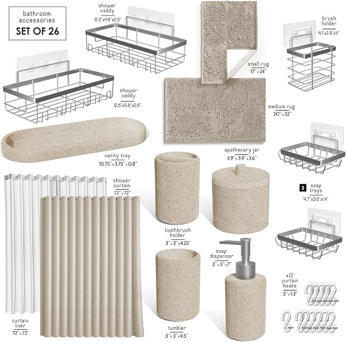 Clara Clark Beige Bathroom Set - Image 2