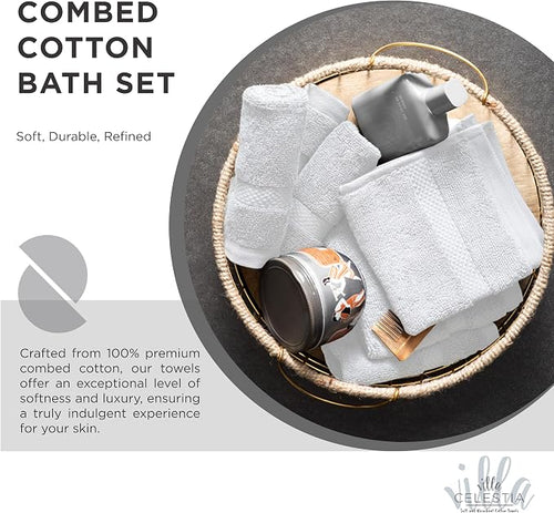 100% Combed Cotton Bathroom Towel Set of 8- 2 Bath Towels, 2 Hand Towels - Image 2