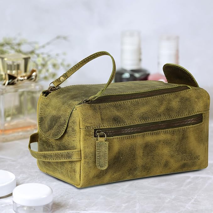 KomalC Premium Buffalo Leather Toiletry Bag - Image 8