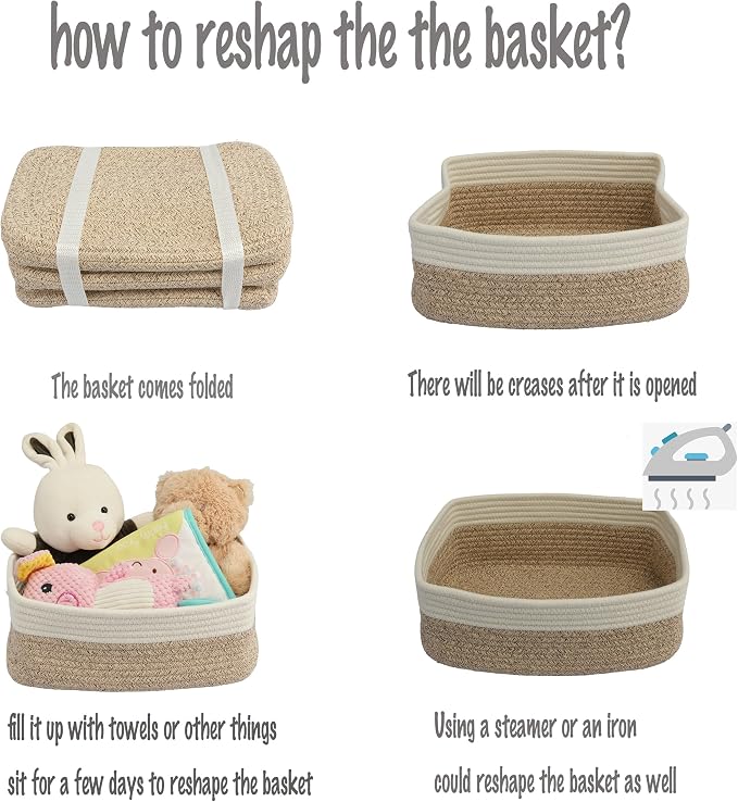 Small Woven Storage Baskets 12“X8”X5“ Decorative Rope Bins - Image 7