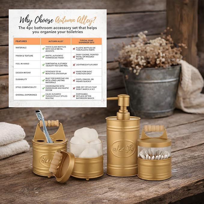 Autumn Alley Antique Gold Bathroom Accessories Set 4 - Image 7