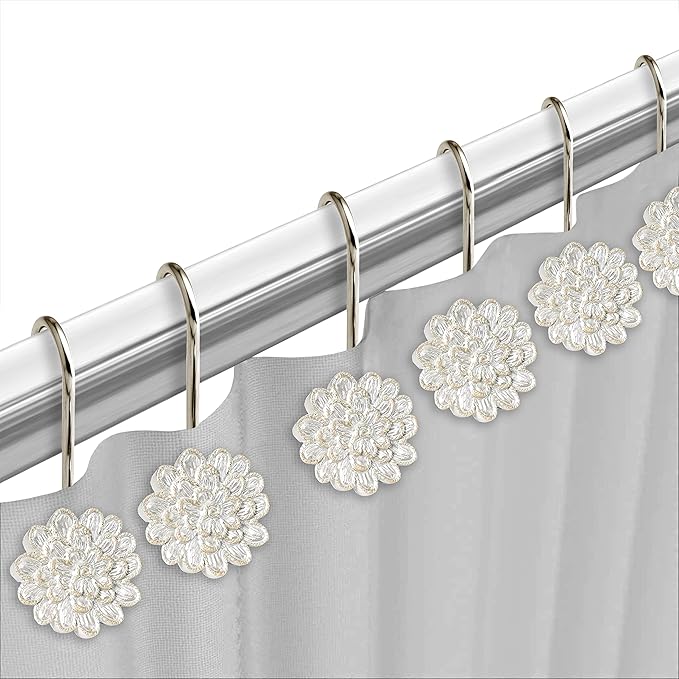 Zahari Home 13pc Rose Vine Bathroom Sheer Shower Curtain Sets Sheer Shower - Image 5