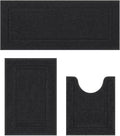 SHACOS Black Bathroom Rugs Sets 3 Piece, Soft Fluffy Water Absorbent Bathroom by SHACOS