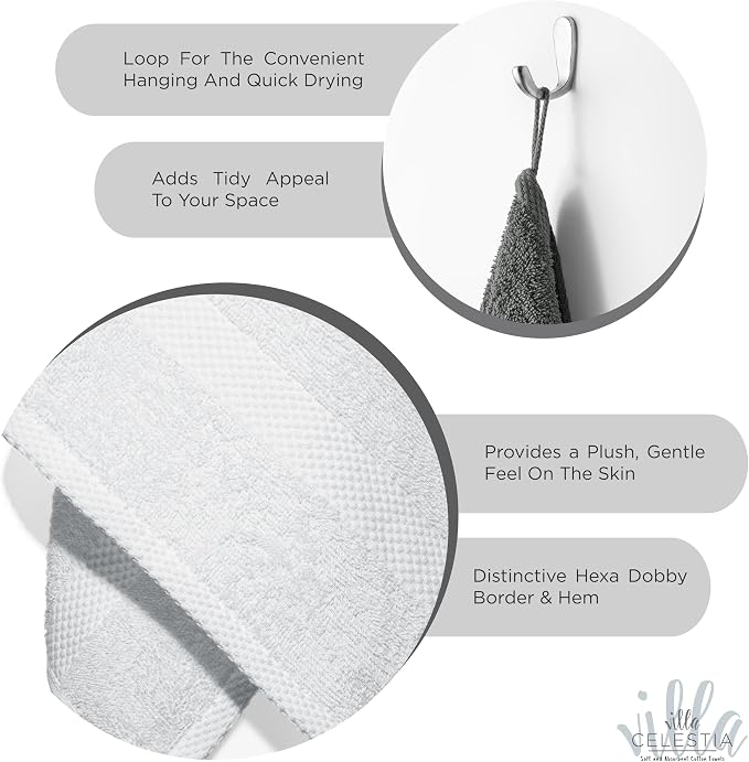 100% Combed Cotton Bathroom Towel Set of 10-2 Bath Towels, 4 Hand Towels - Image 4