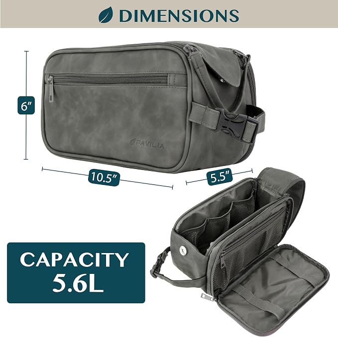 PAVILIA Toiletry Bag for Men, Travel Essentials Shaving Dopp Kit, Mens Travel - Image 2
