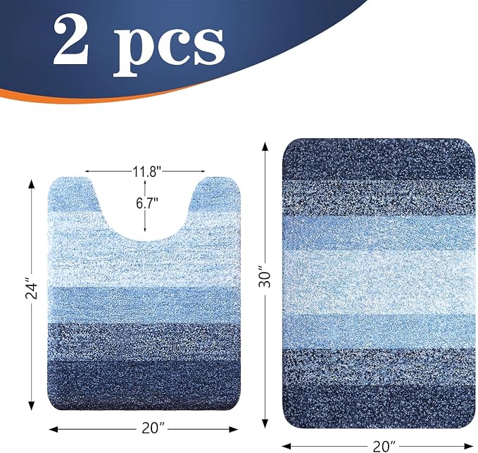 OLANLY Bathroom Rug Set 2 Piece, Soft Absorbent Microfiber Bath Mats and - Image 2