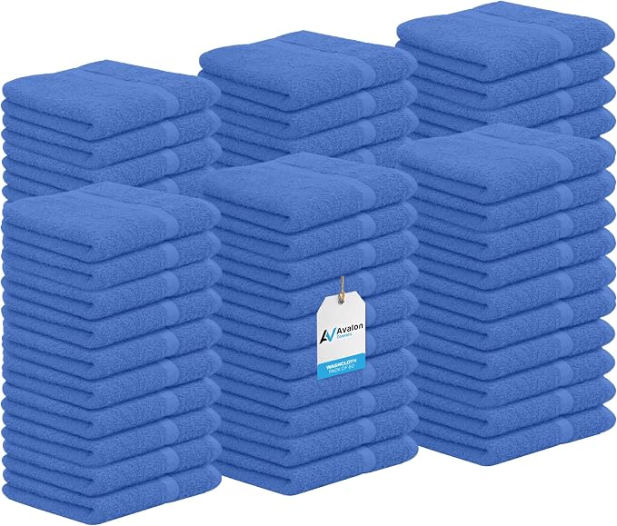 Avalon Towels Cotton Washcloths – Size 12x12 Inches, 100% Ring Spun Cotton by AvalonTowels