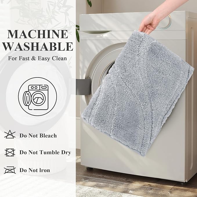 HEBE Bathroom Rugs Sets 5 Piece, Soft Absorbent Microfiber Bath Mat - Image 6