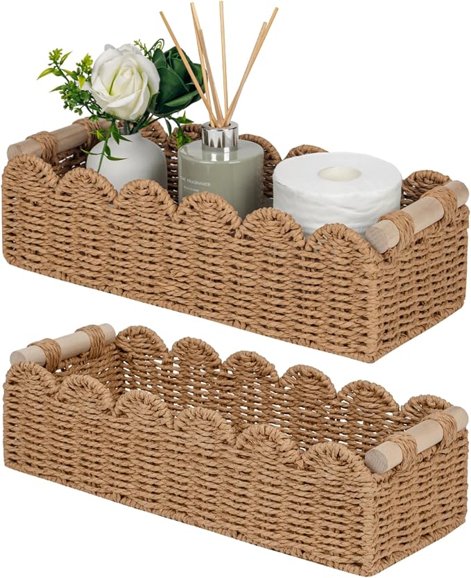 CubesLand Bathroom Basket Organizer, Toilet Tank Paper Storage Baskets 2-Pack by CubesLand