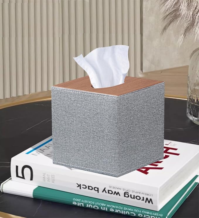 Leather Tissue Box Cover Square, Upgrade 99% Compatible Large Size, Modern - Image 2