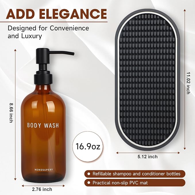 Glass Shampoo and Conditioner Dispenser-Shower Soap Dispenser - Image 3
