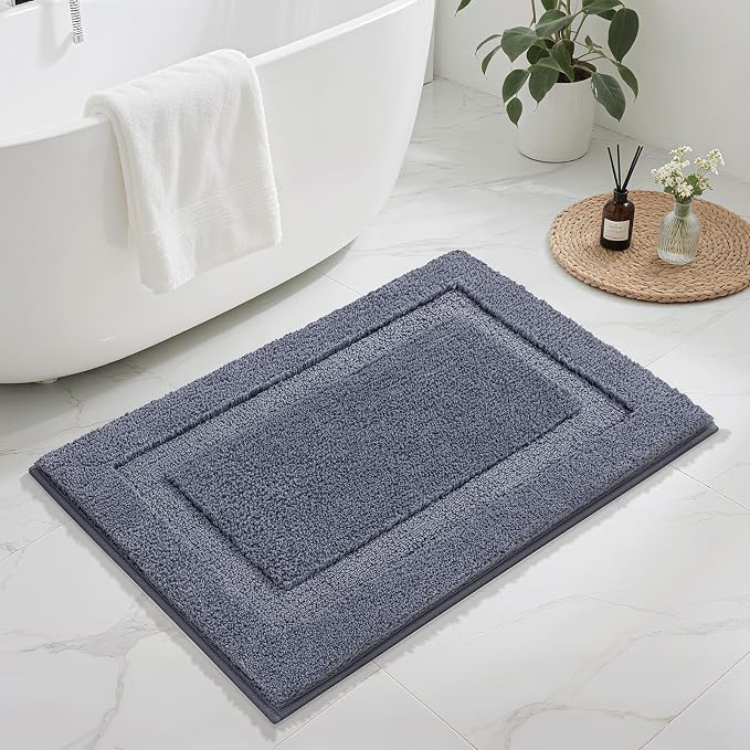 SHACOS Grey Bathroom Rugs Sets 3 Piece, Soft Fluffy Water Absorbent Bath Rugs - Image 8