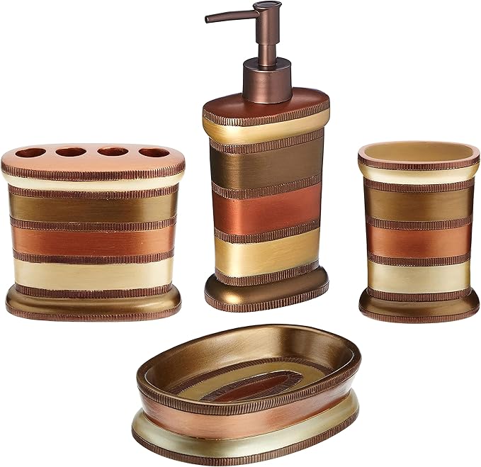 Zahari Home 4pc Contempo Stylish Bathroom Accessories Set Shower Soap Dispenser by ZahariHome