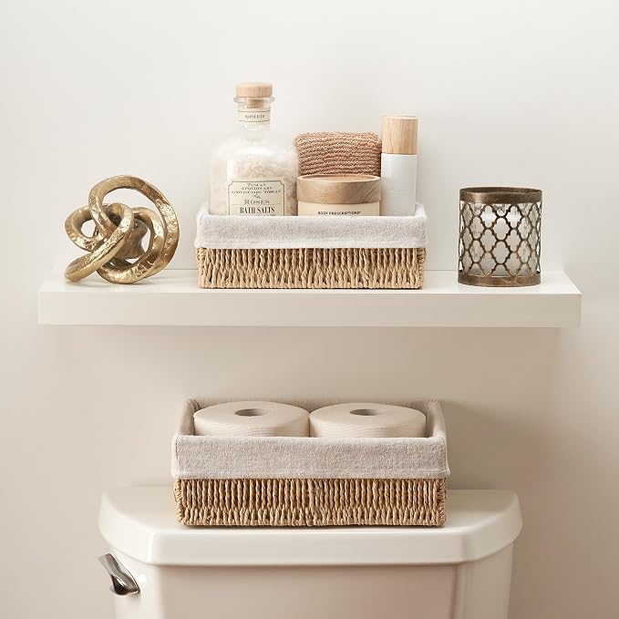Beautiful Toilet Paper Storage Basket Set of 2 – Decorative Wicker Bathroom by KIBAGA
