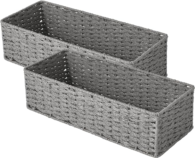 StorageWorks Round Paper Rope Toilet Tank Topper Basket, Wicker Basket by StorageWorks