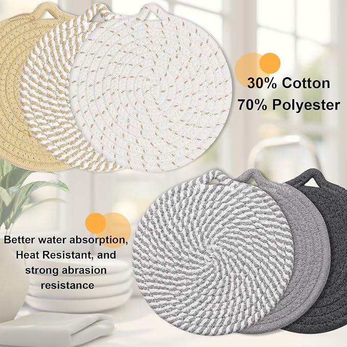 7" Trivets for Hot Dishes, 6 Pack Hot Pads for Kitchen Counter & Dining Table - Image 4