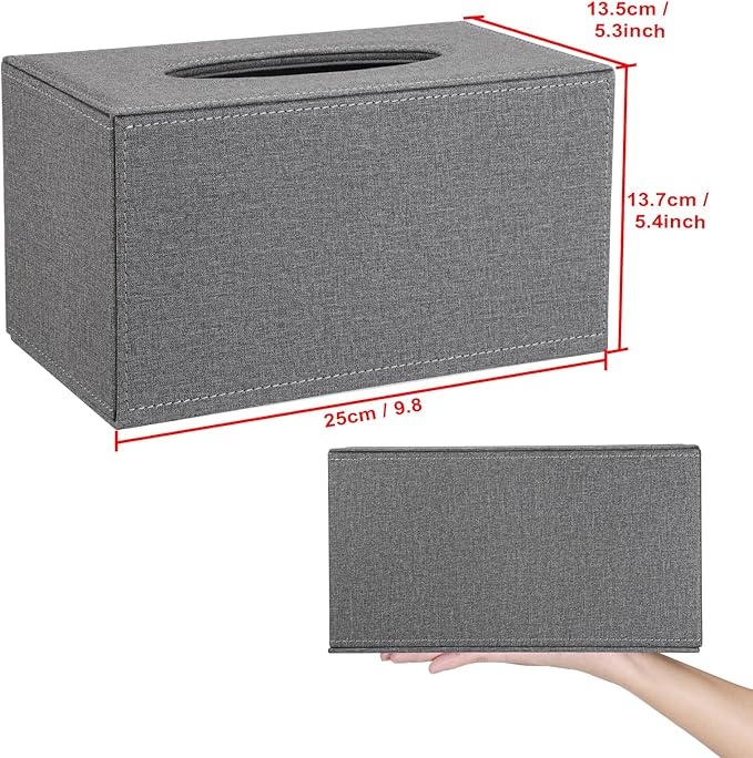Sumnacon Tissue Box Cover Rectangular Tissue Box Holder Linen Tissue Box - Image 4