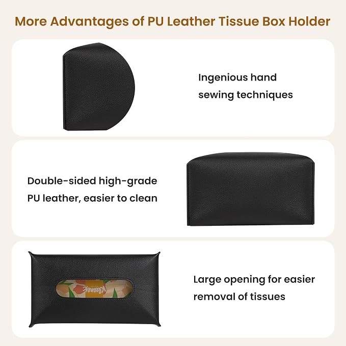 Long Tissue Box Cover, PU Leather Tissue Holder Rectangle, Facial Paper - Image 5