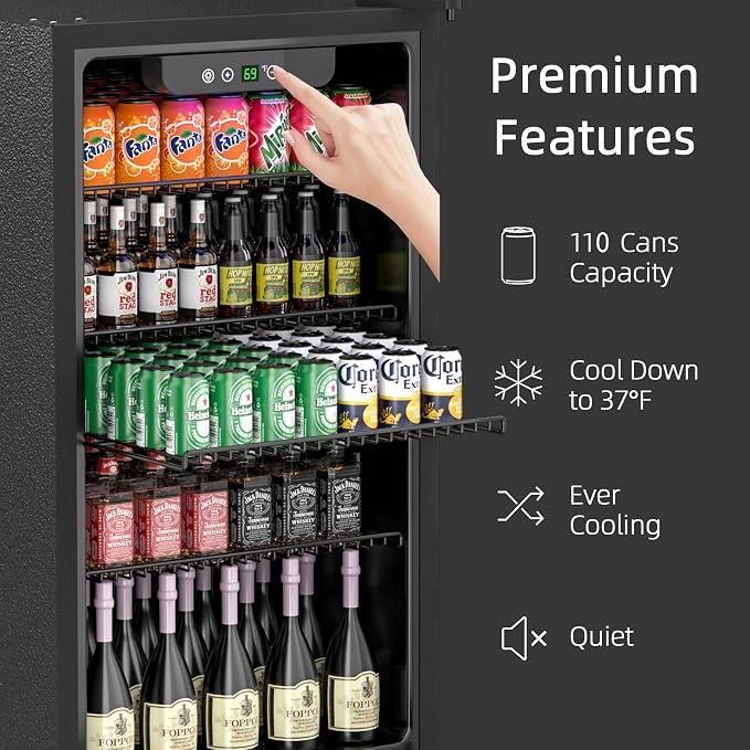 3.1 Cubic Feet/110 Can Beverage Refrigerator, 17 Inch Fridge - Image 3