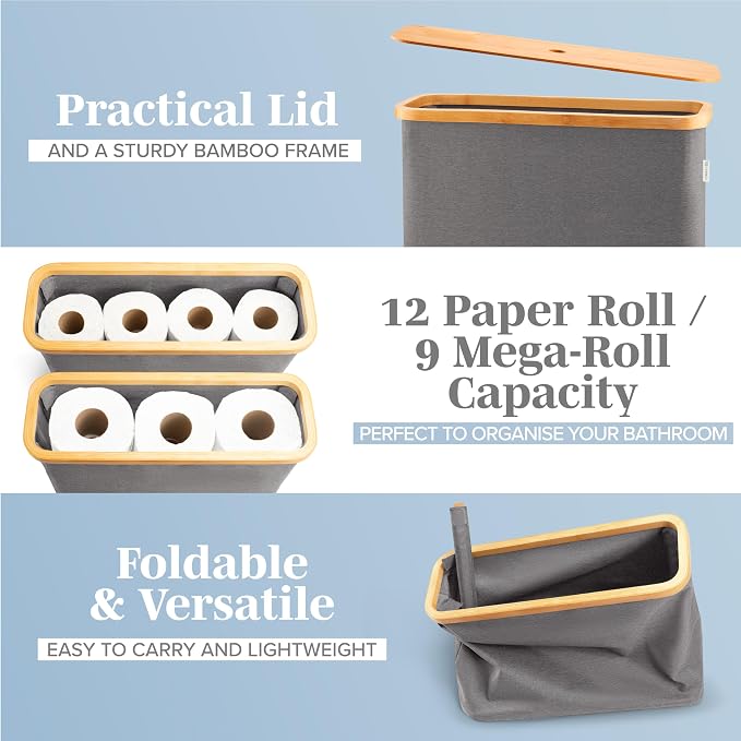 LONBET Toilet Paper Storage for 12 Rolls, Stackable & Foldable - Image 2