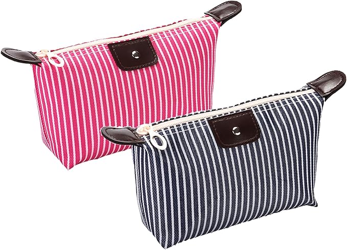 2 Pack Make Up Bag for Traveling, Preppy make up bag, Toiletry Bag, Nylon by THTAJ