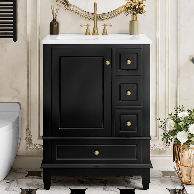 24" Bathroom Vanity with Sink, Harper & Bright Designs Free Standing Single - Image 3