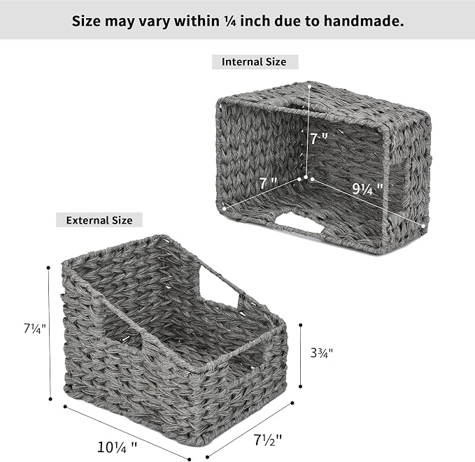 GRANNY SAYS Wicker Basket with Handles, Odorless Woven Trapezoid Basket - Image 5