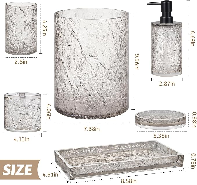 Modern Luxe Bathroom Accessories Set 6 Pcs Resin Bathroom Accessory Set Soap - Image 3