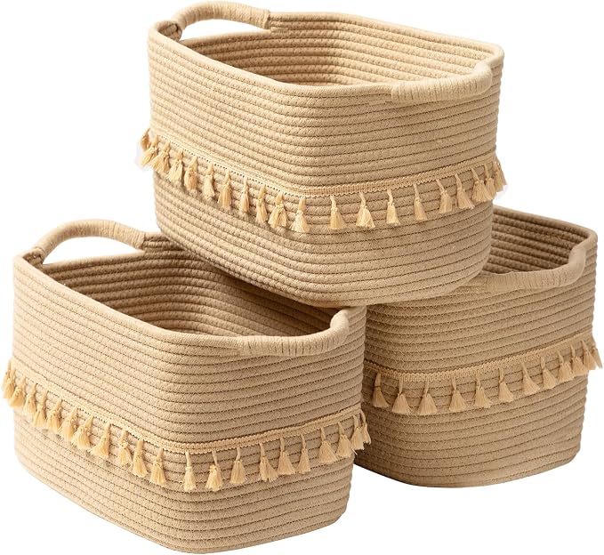 TeoKJ Storage Basket 3 Pack for Organizing, Rope Cotton Baskets for Toy by TeoKJ