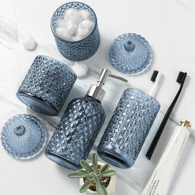 Blue Bathroom Accessories Set, 4 Pack Light Blue Bathroom Decor Accessory Sets - Image 7