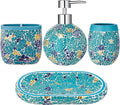 Handmade Blue Mosaic Glass Bathroom Accessory Sets 4PCS Bathroom Accessories by Unknown