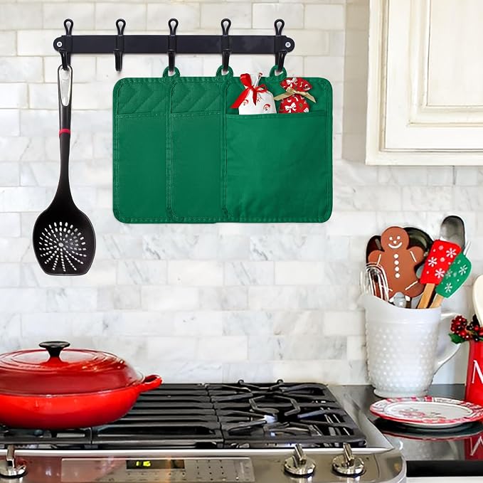 R HORSE 6Pcs Pot Holder for Kitchen Christmas Green Potholders - Image 5
