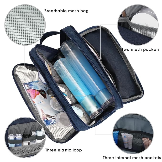 Toiletry Bag for Men Hanging Dopp Kit Water Resistant Shaving Bag Small - Image 3